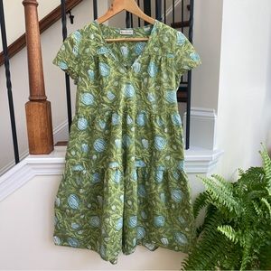 Fitzroy & Willa Green Cotton Tiered Dress XS